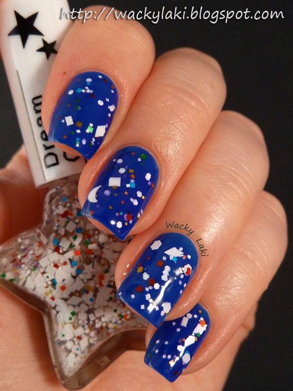 Custom Blended Nail Polish - "Dream Chaser" - White Hexagon Moon Diamond Star Square Heart Rectangle Rainbow Glitter - Lacquer