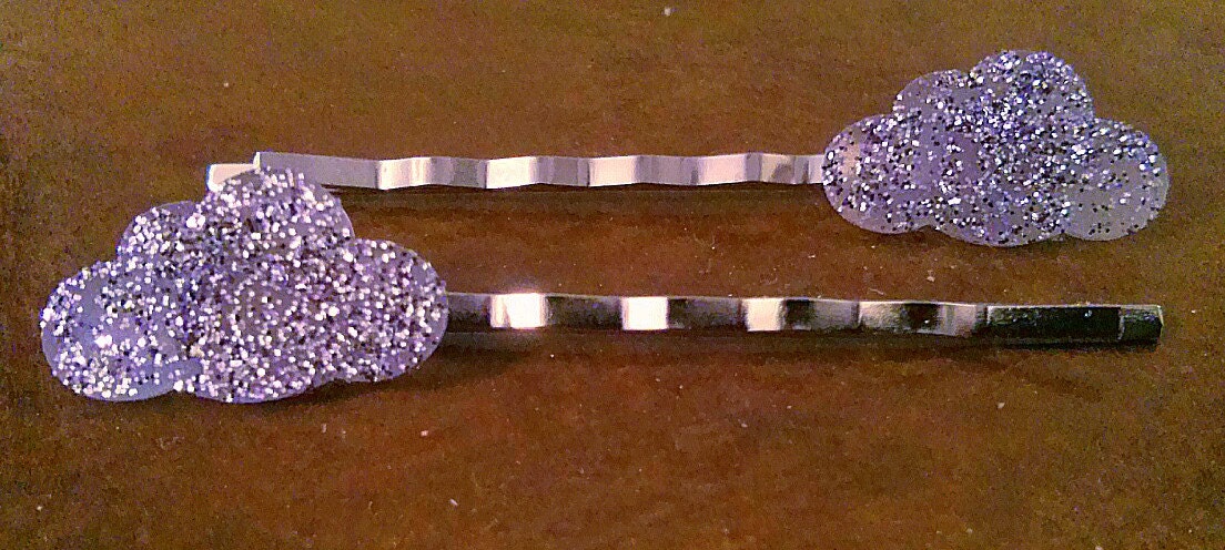 Glittery Purple Clouds Bobby Pin Set