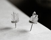 Spike Studs Earrings -Halloween Crystal Quartz spikes sterling silver ear studs - CraftsGardenOfZen