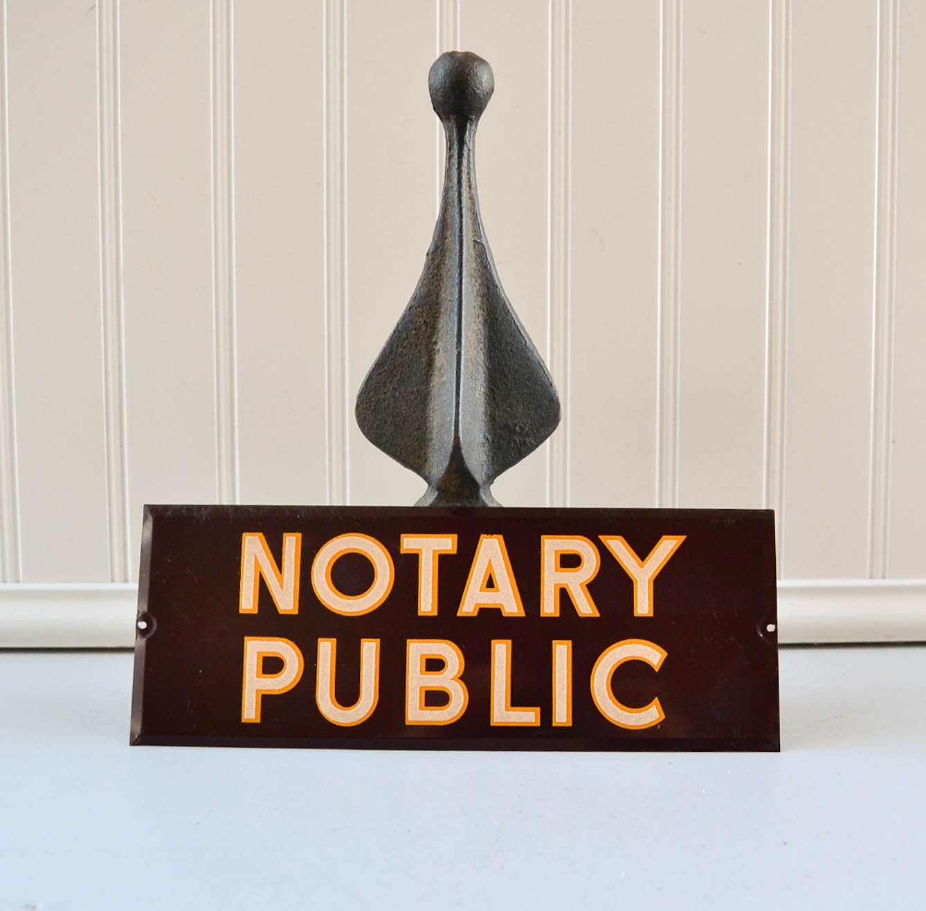 Vintage Metal Sign Reflective Door Plaque by PeachParlorVintage