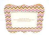 Pastel Chevron Picture Frame - Curvy, Pink and Beige Chevron Wooden Decoupage Frame for a 4x6 Picture - Home Decor - Easter