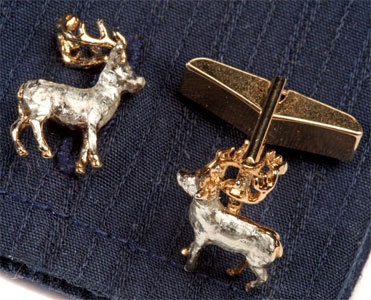 Stag cufflinks in 24 carat Gold on Sterling Silver. FREE SHIPPING WORLDWIDE