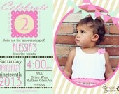Mint and Pink or Blue Birthday Invite- Printable