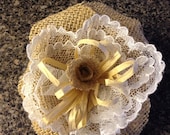Burlap and Lace Flower Pin