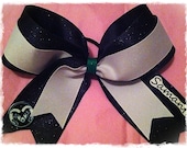 Totally custom, personalized cheer bow. Featuring YOUR school mascot/logo, and personalization. Huge competition bow 