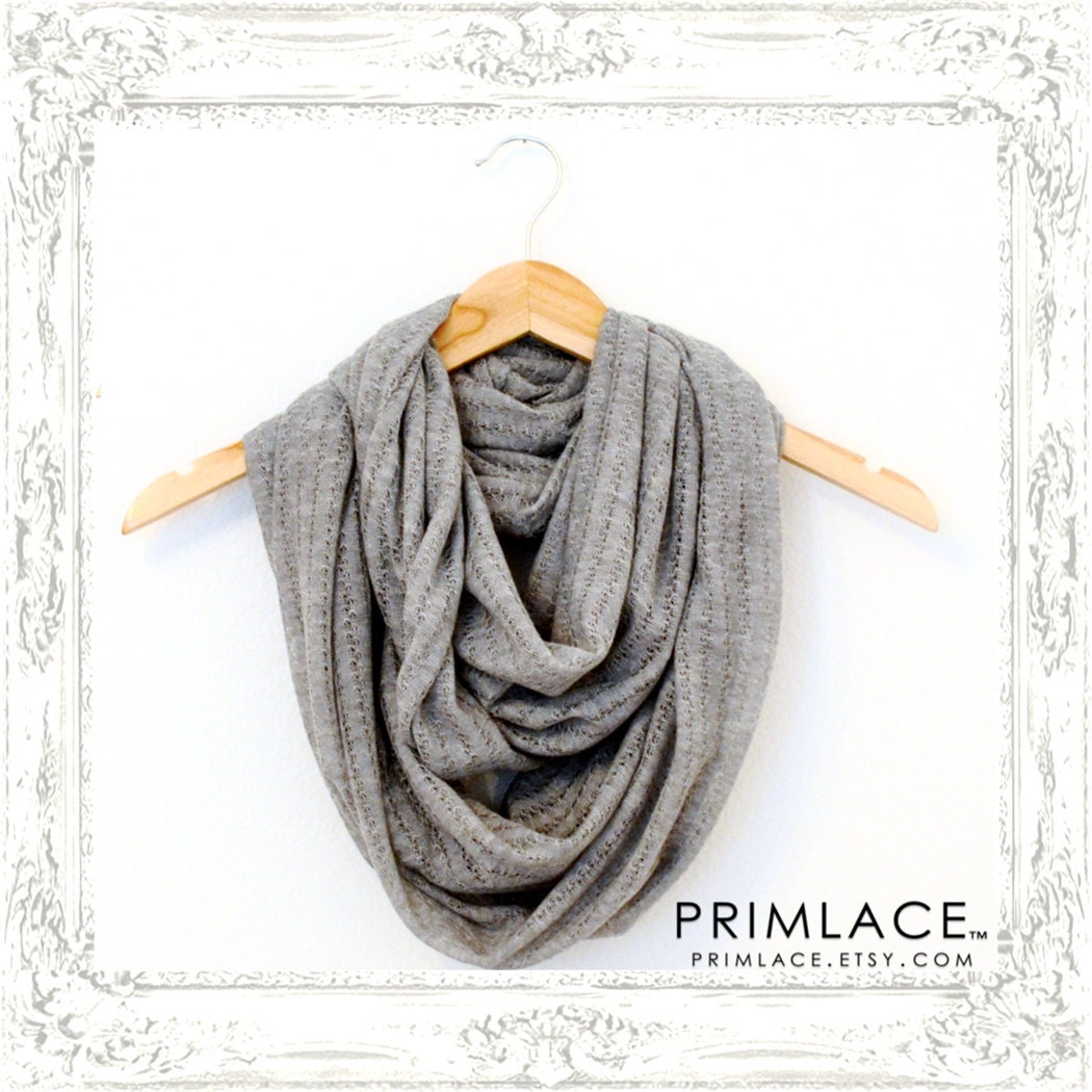 Grey Scarf, Gray Infinity Scarf, Knitted Infinity Scarf, Lightweight Grey Scarf, Circle Scarf, Loop Scarf, Infinity Scarves