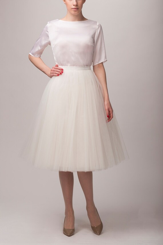Silk blouse and tulle skirt, 100% silk blouse, silk top, tutu skirt, tulle skirt
