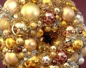 Gold Wreath Vintage Ornaments Antique Victorian Tinsel Handmade One of a Kind Simply Elegant