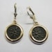 14K Yellow Gold Earrings, Antique Bronze Widow's Mite Coin Earrings, Ancient Coin Jewelry, Dangle Earrings