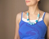 Teething necklace, nursing necklace, breastfeeding necklace, natural, eco-friendly, wooden beads, blue turquoise cream , Ready for shipping