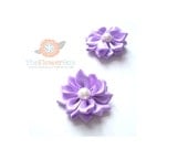 Lavender  Lilac Satin  Flowers for crafts, hair accessories set of TWO - Supplies UK SELLER