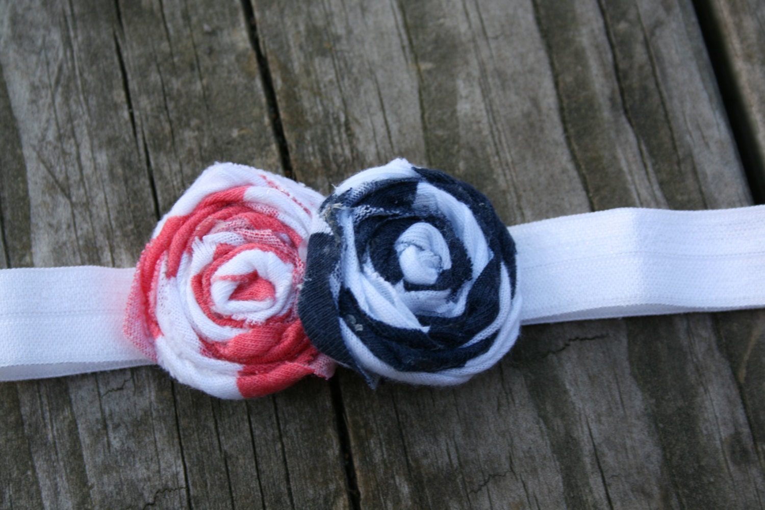 Infant Newborn Baby Double Rosette Elastic Headband in Black, Aqua, Pink, Eggplant, Coral, Red, Navy, Gray