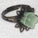Antique Brass Filigree and Sage Green Sakura Blossom Resin Cabochon Ring