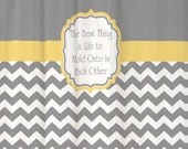 Shower Curtain Cool Gray Half Chevron with Butter Yellow Accents 69x70" Favorite Quotation Custom for Your Bathroom