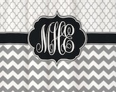 Shower Curtain Quatrefoil and Chevron you choose Accent Color 69x70" Monogram Name Personalized Custom for Your Bathroom