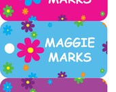 3 Mini Bag Tags - Personalized Mini Luggage Tags - Flowers Theme