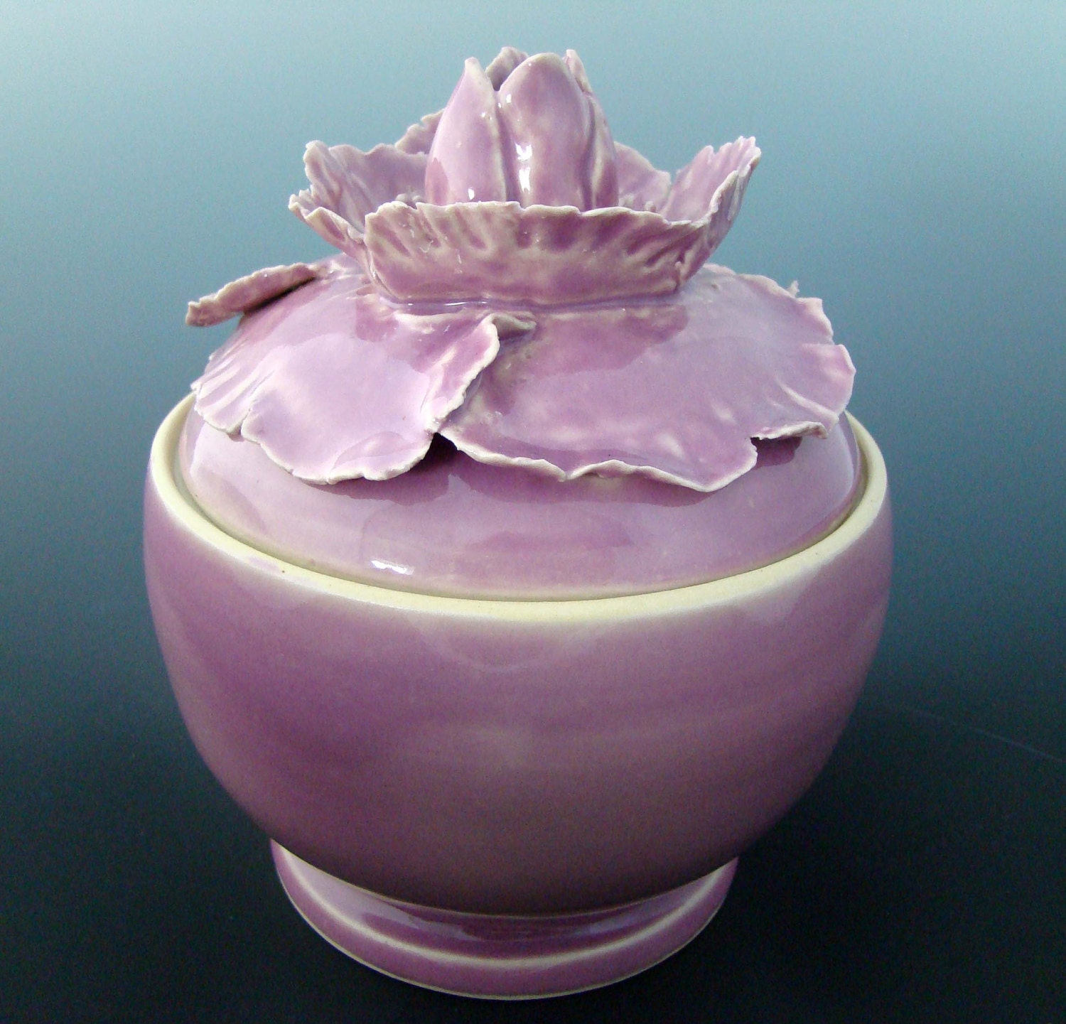 Violet Peony covered jar
