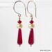 SALE--Teardrops:  Czech Red Glass Teardrops & Pearls on Gold-Filled Wires