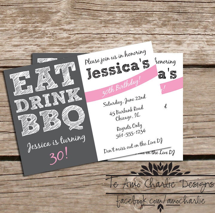 Printable Eat Drink BBQ Birthday Invitations - Eat Drink and BBQ Invitations