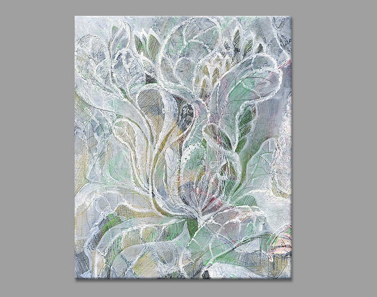 Original Painting - White Flower - Contemporary Art - Oil on canvas - 19.7x23.6 inches (50x60 cm)