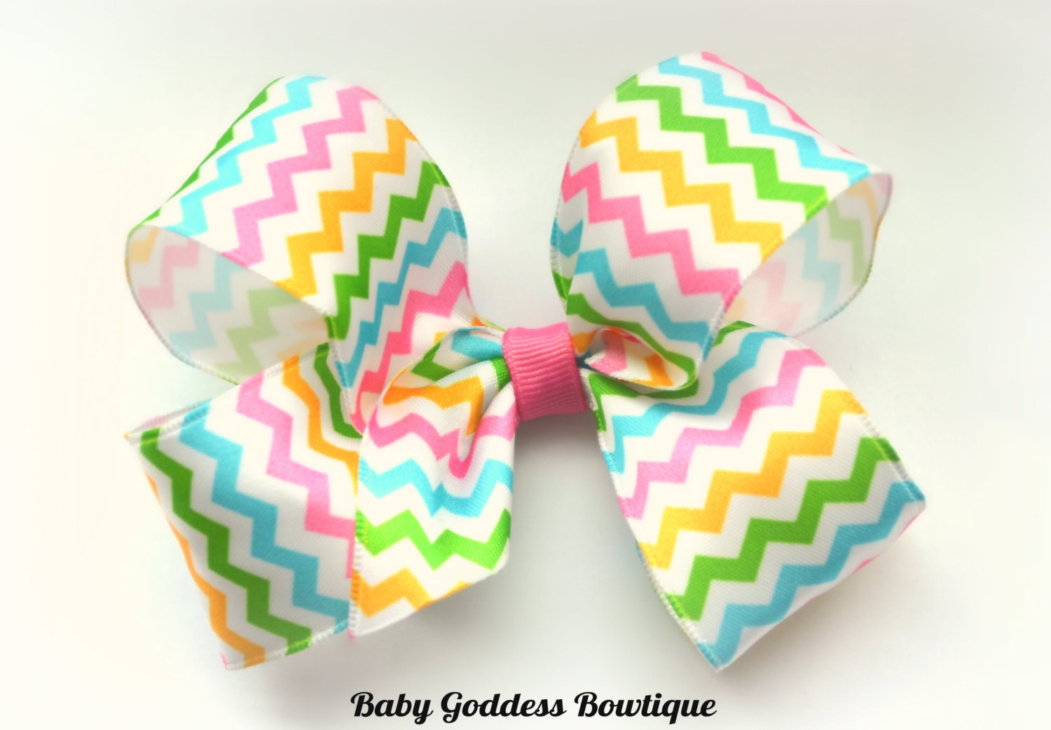 Pastel Rainbow Chevron Bow..Girl's Spring/Easter Hair Bow..Baby Summer Boutique Bow..Girl's Chevron Print Hair Bow..Photo Prop