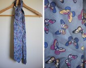 VIntage Silk Butteryfly Tie // Blue Geoffrey Beene Printed Necktie
