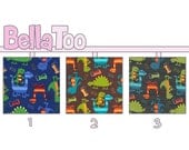 Crib Sheet - Toddler Bed Sheet - Dino Dudes Blue Brown Gray Green Orange - Michael Miller - Custom Made By BellaToo
