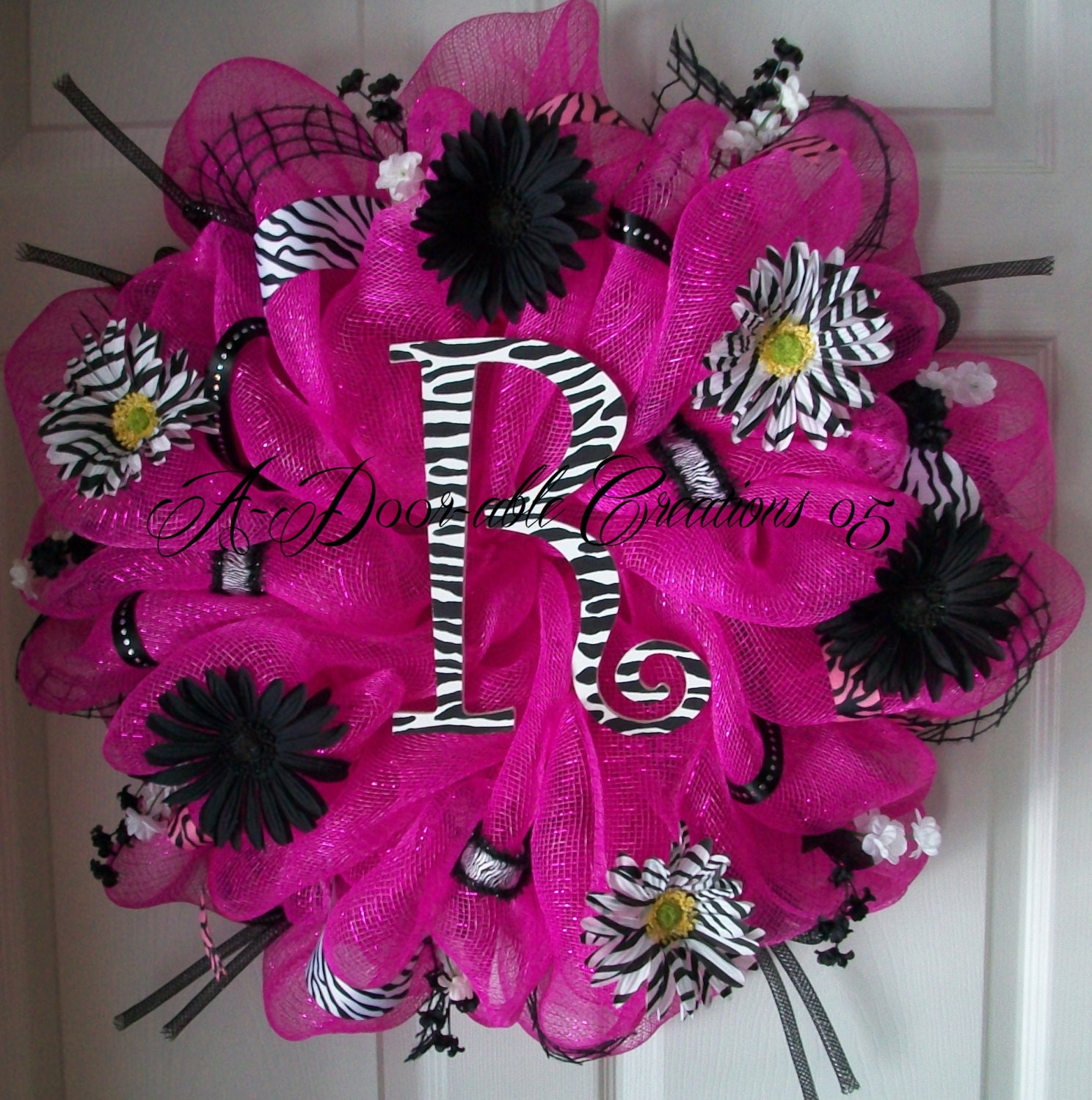 PERSONALIZED ZEBRA Deco Mesh WREATH