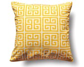 Yellow Greek Key Pillow Insert included 18X18 inch