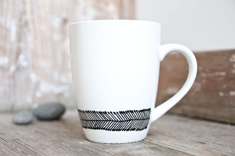 Hand-painted mug "somewhat angular", coffee or tea