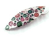 Multi color silver necklace pendant necklace oval pendant necklace
