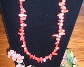 Coral color freshwater pearl necklace