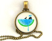 10% SALE Necklace Whale Swim in Blue Watermelon Pendant Necklaces Gift