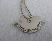 Custom Hand Stamped Twitter Bird -  Have your twitter handle stamped on this charming necklace.