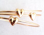 Set of 5: Bridesmaid Gift  Heart Jewellery Dainty Gold Bangle Bracelet in Minimalist Style