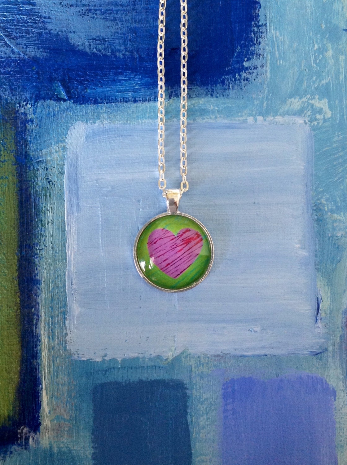 Green Scratch Round Pendant