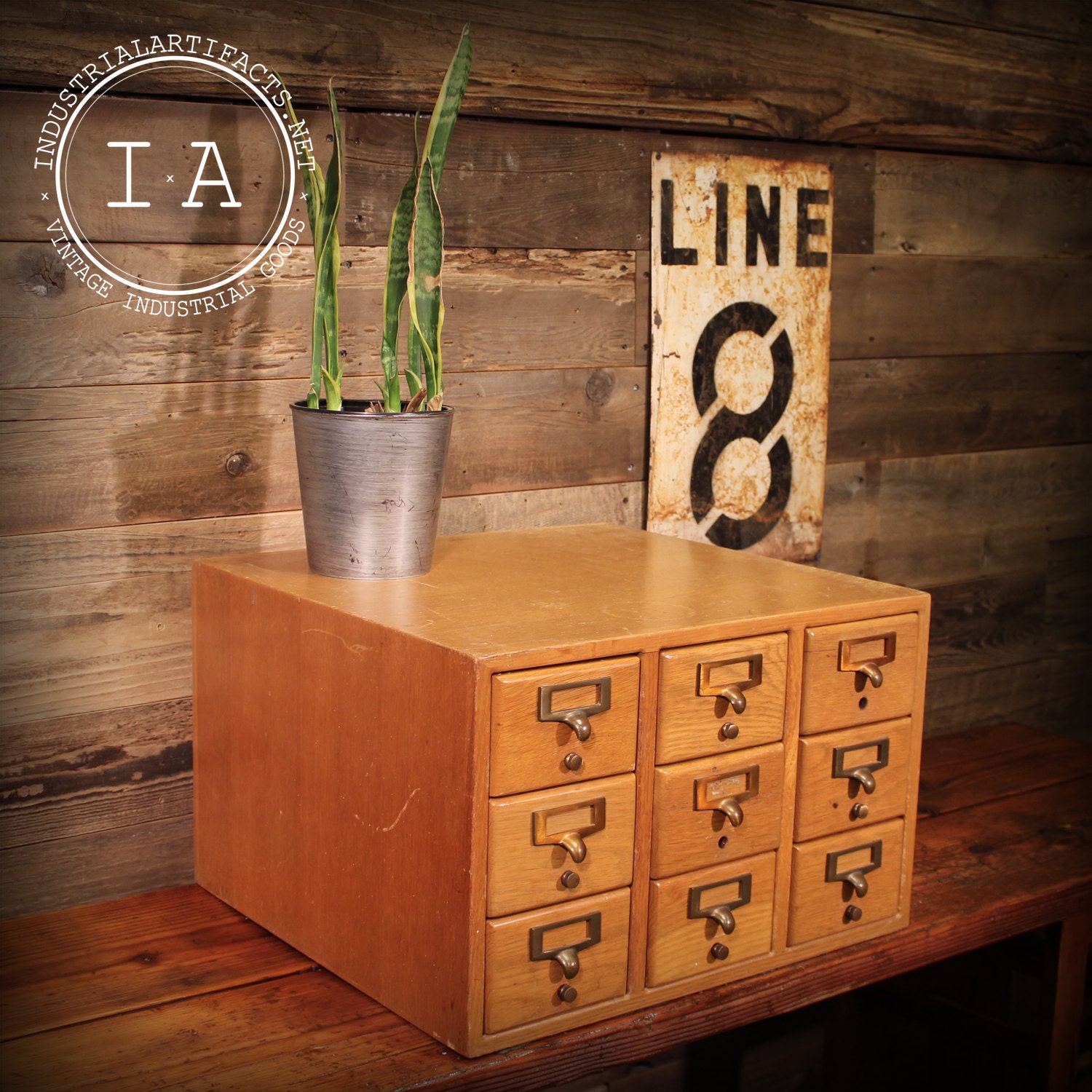 Antique Vintage Industrial Wooden Filing Storage Cabinet Card Catalog Drawers Organizer Library