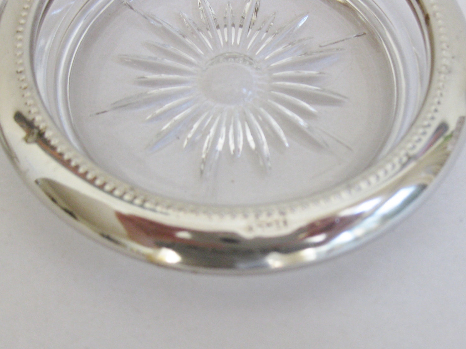 Leonard Silver Rimmed Glass Coasters,  Leonard Italy Set of Three