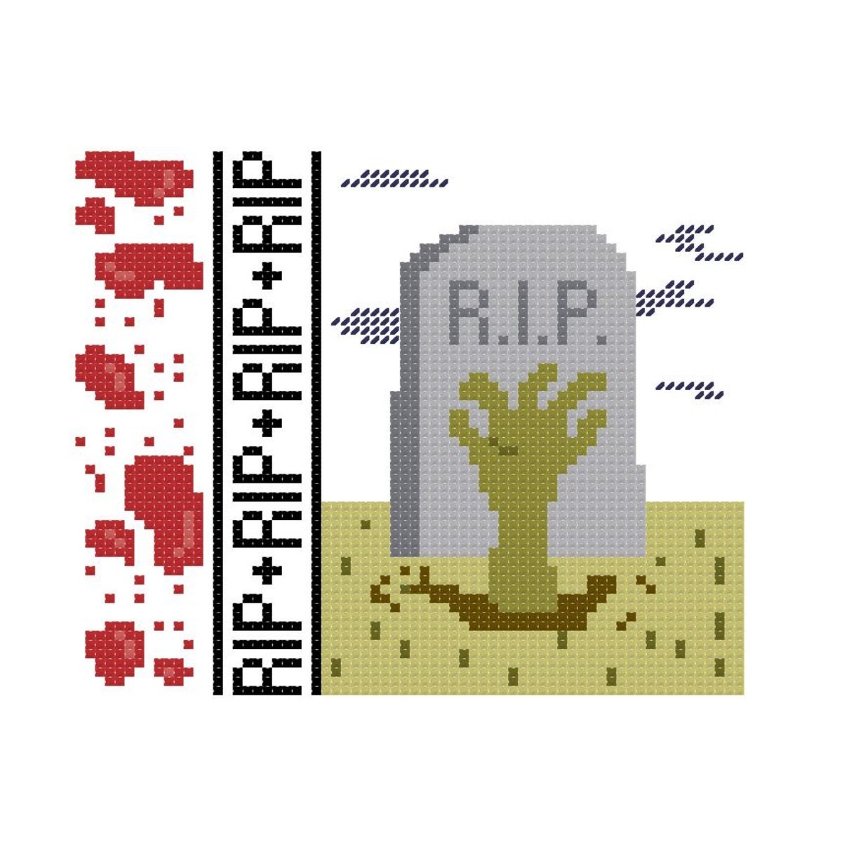 Rest In Pieces Zombie Cross Stitch Pattern
