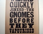 WIZARD pangram letterpress poster