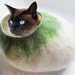 Large Cat Bed Cat Cave Cat House Natural Grey Felted - Free Cat Ball
