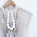 White dove - white wooden necklace, chunky, statement, wood round beads