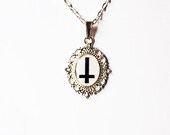 Cross Of St. Peter (Inverted Cross) - Handmade Vintage Cameo Pendant Necklace