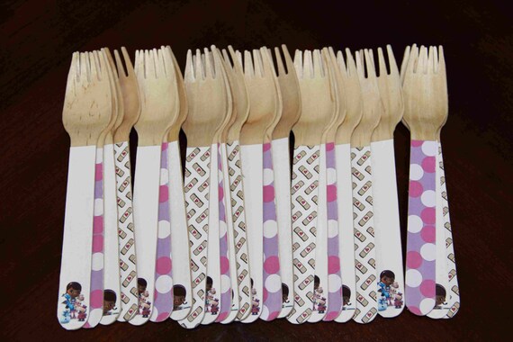 24 Wooden Forks or Spoons- Doc McStuffins Il_570xn