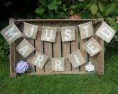 A 'Just Married' and 'Mrs & Mrs' Hessian/burlap banner set. Rustic. Wedding. Decoration