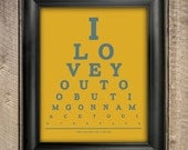 The Darjeeling Limited Eye Chart, I Love You Too But I'm Gonna Mace You In The Face, 8 x 10 Giclee Print BUY 2 GET 1 FREE
