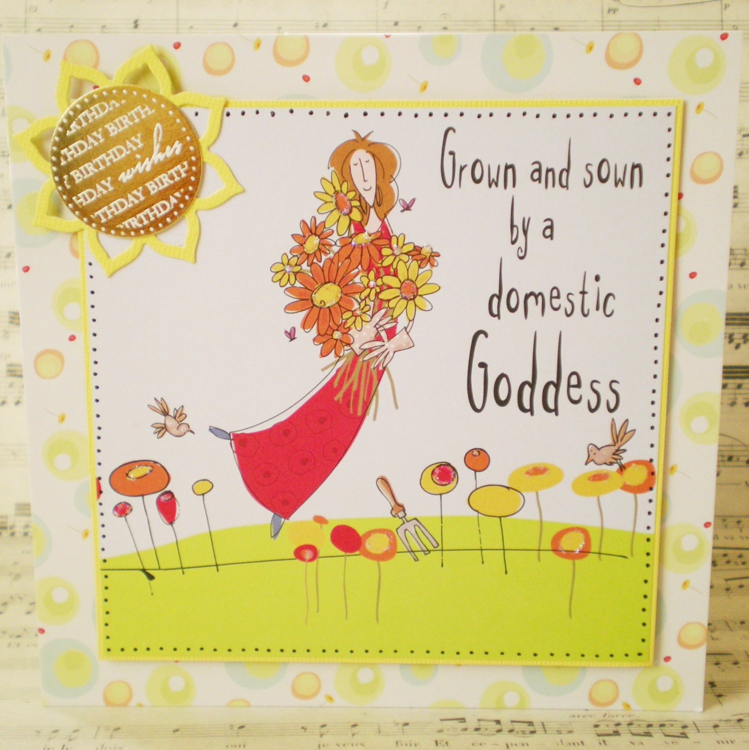 female birthday card, female, born to shop, funny card, blank, handcrafted, gardening, flower card