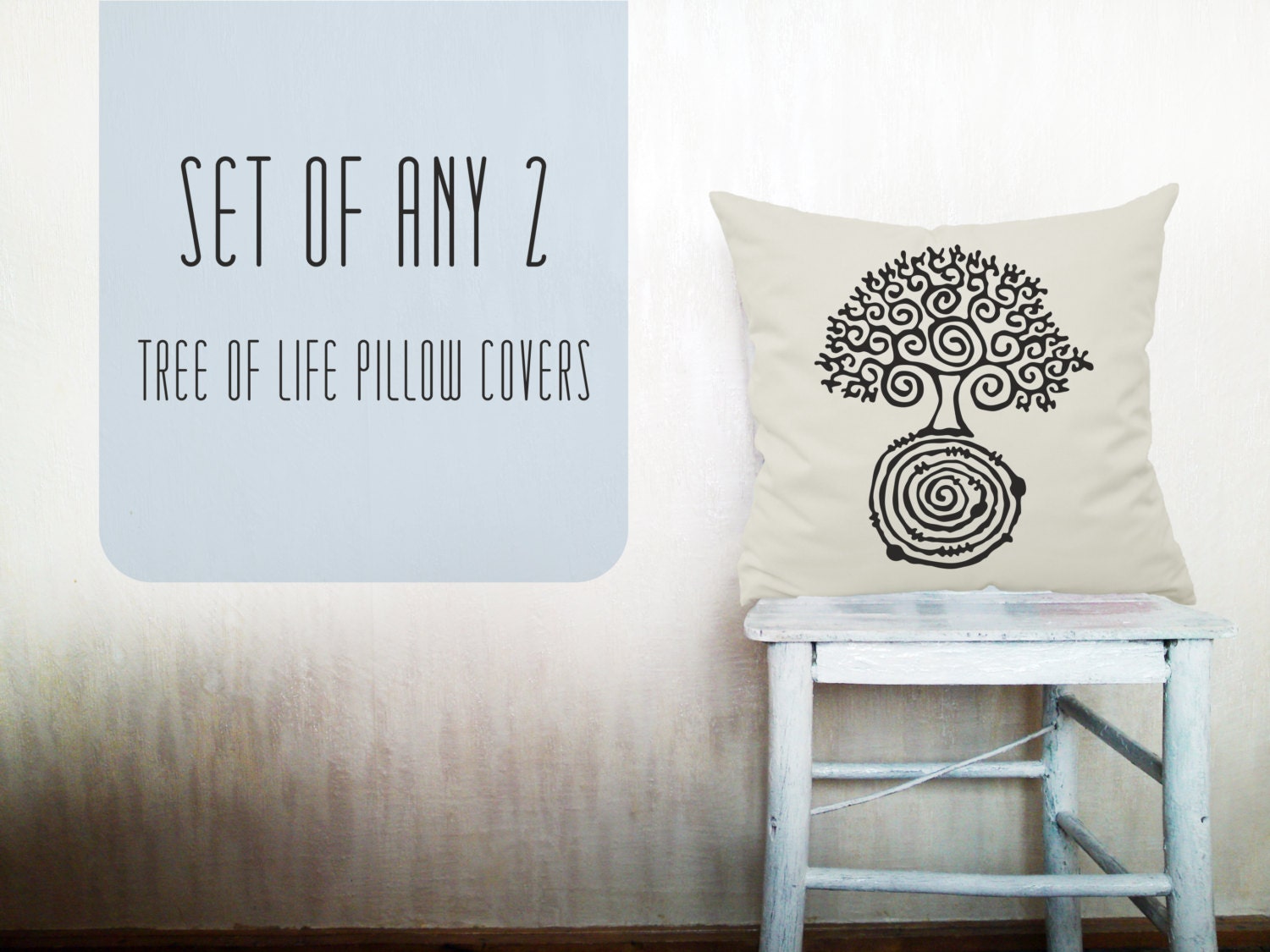 Tree of life pillow decorative throw pillow cover set of 2 cotton toss pillow case hand painted cushion bedding set 18x18 inches ohtteam