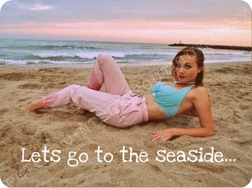 Lets Go To The Seaside Quote Print Image Peta's Vintage Boutique Printable Photo Digital Email Print