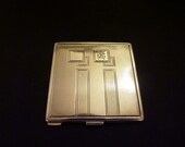 Antique sterling silver Russian powder compact monogram G N monogram N G antique compact mirror silver pocket mirror hand bag mirror
